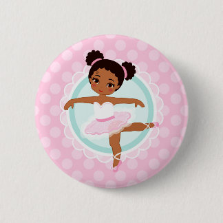 Afrikaanse Amerikaanse Ballerina - Roze Ballet Dan Ronde Button 5,7 Cm