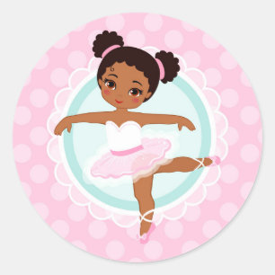 Afrikaanse Amerikaanse Ballerina - Roze Ballet Dan Ronde Sticker