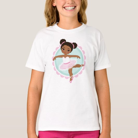 Afrikaanse Amerikaanse Ballerina - Roze Ballet Dan T-shirt (Voorkant)