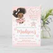 Afrikaanse Amerikaanse ballerina verjaardagsuitnod Kaart (Staand voorkant)
