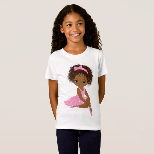 Afrikaanse Amerikaanse Ballerina, zwart meisje T-S T-shirt (Voorkant volledig)