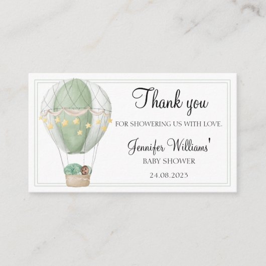 Afrikaanse Amerikaanse ballon baby shower dank je  Informatiekaartje (Voorkant)