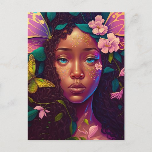 Afrikaanse Amerikaanse Black Fantasy Art Briefkaart (Voorkant)