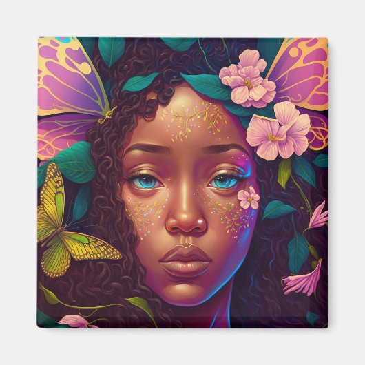 Afrikaanse Amerikaanse Black Fantasy Art Magneet (Voorkant)
