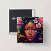 Afrikaanse Amerikaanse Black Fantasy Art Vierkante Button 5,1 Cm (Voorkant /achterkant)