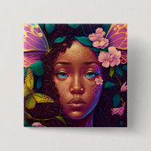 Afrikaanse Amerikaanse Black Fantasy Art Vierkante Button 5,1 Cm (Voorkant)