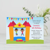 Afrikaanse Amerikaanse Bounce House Birthday Kaart (Staand voorkant)