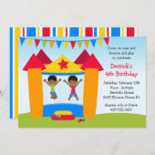 Afrikaanse Amerikaanse Bounce House Birthday Kaart (Voorkant / Achterkant)