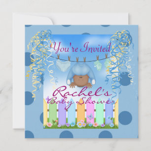 AFRIKAANSE AMERIKAANSE BOY BABY SHOWER INVITE KAART