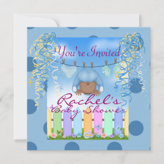 AFRIKAANSE AMERIKAANSE BOY BABY SHOWER INVITE KAART