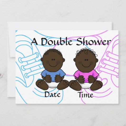Afrikaanse-Amerikaanse Boy Girl Twins Shower-uitno Kaart (Voorkant)