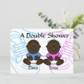Afrikaanse-Amerikaanse Boy Girl Twins Shower-uitno Kaart (Staand voorkant)