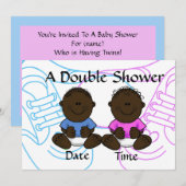 Afrikaanse-Amerikaanse Boy Girl Twins Shower-uitno Kaart (Voorkant / Achterkant)