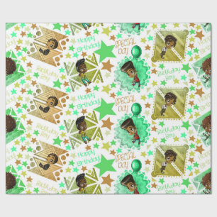 Afrikaanse Amerikaanse Boys Birthday Cadeaupapier