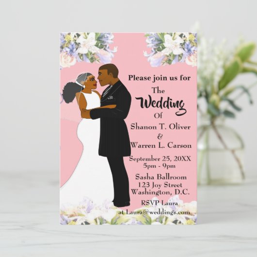 Afrikaanse Amerikaanse bride en bruinkoolzegenvide Kaart (Staand voorkant)