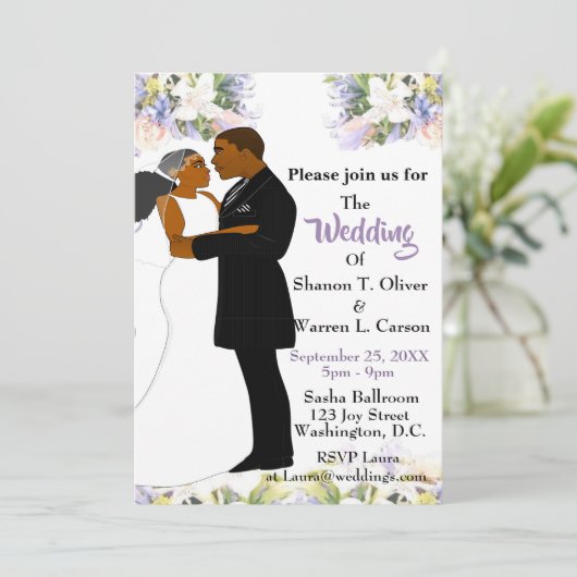 Afrikaanse Amerikaanse bride en bruinkoolzegenvide Kaart (Staand voorkant)