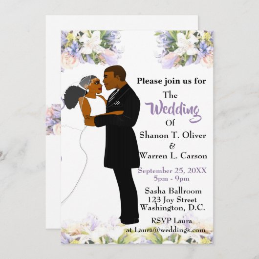 Afrikaanse Amerikaanse bride en bruinkoolzegenvide Kaart (Voorkant / Achterkant)