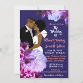 Afrikaanse Amerikaanse bride en Groom Royal Blue W Kaart (Voorkant)