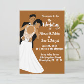Afrikaanse Amerikaanse bride en Groom Terracotta W Kaart (Staand voorkant)