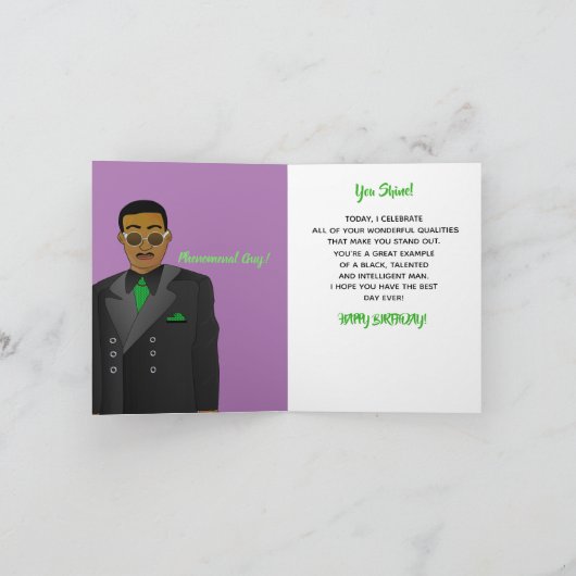 Afrikaanse Amerikaanse Broeder Suit & Stropdas Bir Kaart (Binnen)