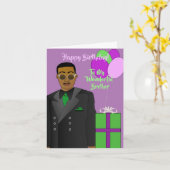 Afrikaanse Amerikaanse Broeder Suit & Stropdas Bir Kaart (Gele Bloem)