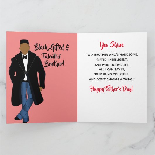 Afrikaanse Amerikaanse Broeder Vaderdag Kaart (Binnen)
