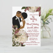 Afrikaanse Amerikaanse bruid en bruidbruin huwelij Kaart (Staand voorkant)