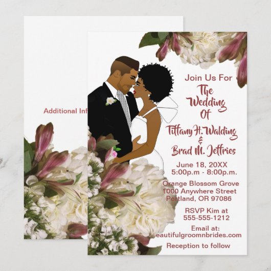 Afrikaanse Amerikaanse bruid en bruidbruin huwelij Kaart (Voorkant / Achterkant)