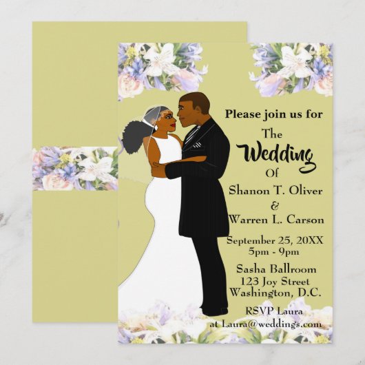 Afrikaanse Amerikaanse bruid en bruinkoolzegen Kaart (Voorkant / Achterkant)