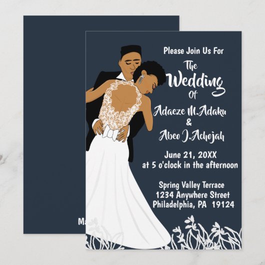 Afrikaanse Amerikaanse bruid en bruinmarinevlek Kaart (Voorkant / Achterkant)