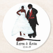 Afrikaanse Amerikaanse bruiloft "Jumping the Broom Ronde Kartonnen Onderzetter (Voorkant)