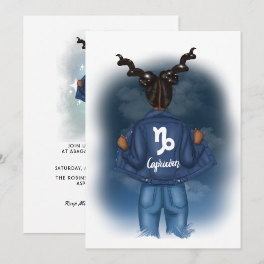 Afrikaanse Amerikaanse Capricorn Zodiac Birthday P Kaart (Voorkant / Achterkant)