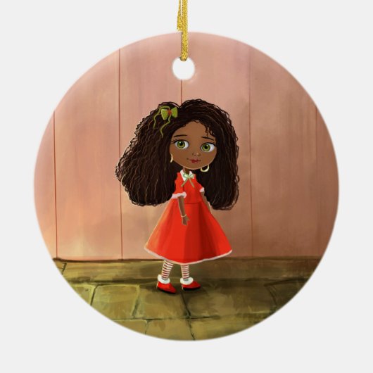 Afrikaanse Amerikaanse cartoon-meisjessieraadjes Keramisch Ornament (Achterkant)