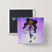-Afrikaanse Amerikaanse Cheerleader-Button Vierkante Button 5,1 Cm (Voorkant /achterkant)