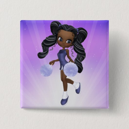 -Afrikaanse Amerikaanse Cheerleader-Button Vierkante Button 5,1 Cm (Voorkant)