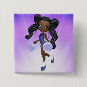 -Afrikaanse Amerikaanse Cheerleader-Button Vierkante Button 5,1 Cm