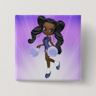 -Afrikaanse Amerikaanse Cheerleader-Button Vierkante Button 5,1 Cm