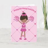 Afrikaanse Amerikaanse Cheerleader Custom Birthday Kaart (Voorkant)