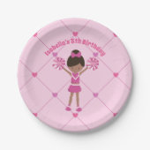 Afrikaanse Amerikaanse Cheerleader Pink Birthday P Papieren Bordje (Voorkant)