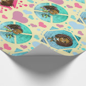 Afrikaanse Amerikaanse Chibi Girls en Hearts Cadeaupapier (Hoek)