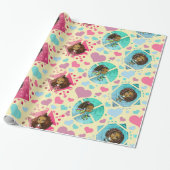 Afrikaanse Amerikaanse Chibi Girls en Hearts Cadeaupapier (Uitgerold)