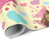 Afrikaanse Amerikaanse Chibi Girls en Hearts Cadeaupapier (Rol Hoek)