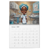 Afrikaanse Amerikaanse Chibi Medische Personeelska Kalender (Jan 2027)