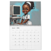 Afrikaanse Amerikaanse Chibi Medische Personeelska Kalender (Mar 2026)