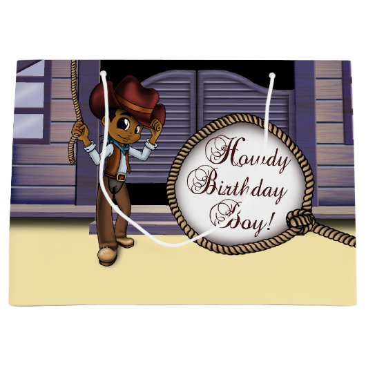 Afrikaanse Amerikaanse cowboy Birthday Groot Cadeauzakje (Voorkant)