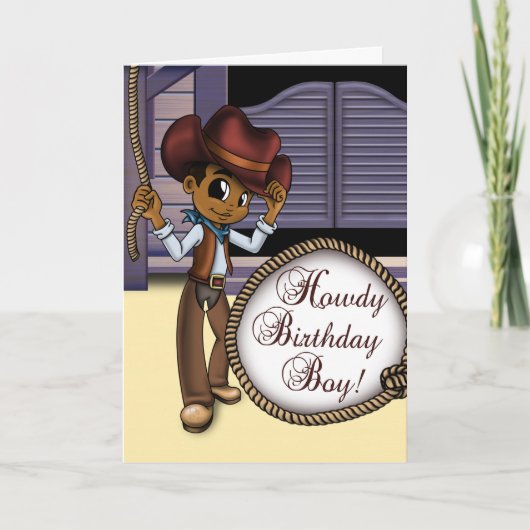 Afrikaanse Amerikaanse cowboy Birthday Kaart (Voorkant)