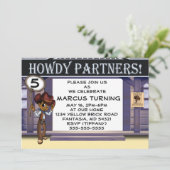 Afrikaanse Amerikaanse cowboy Birthday Party Kaart (Staand voorkant)