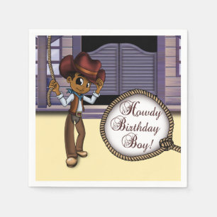 Afrikaanse Amerikaanse cowboy Birthday Servetten