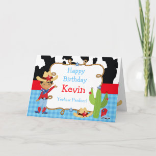 Afrikaanse Amerikaanse Cowboy Westerne Birthday Pa Kaart
