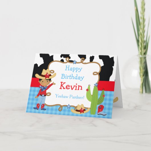 Afrikaanse Amerikaanse Cowboy Westerne Birthday Pa Kaart (Voorkant)